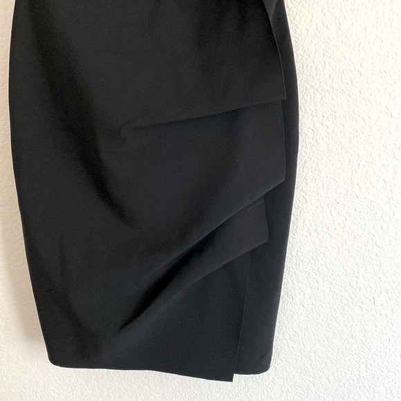 La Petite Robe di Chiara Boni Cocktail Midi Dress Black Ruched Ruff Sleeve Sz 42 - Picture 14 of 15